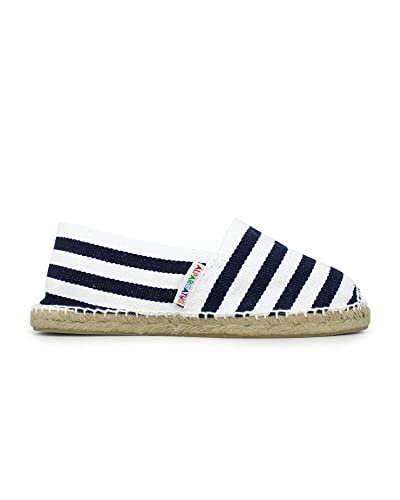 ALPARGATUS Klassische Espadrilles mit maritimen Streifen, Uni-Größe, handgefertigt in Spanien, weiß, 42 EU von Alpargatus