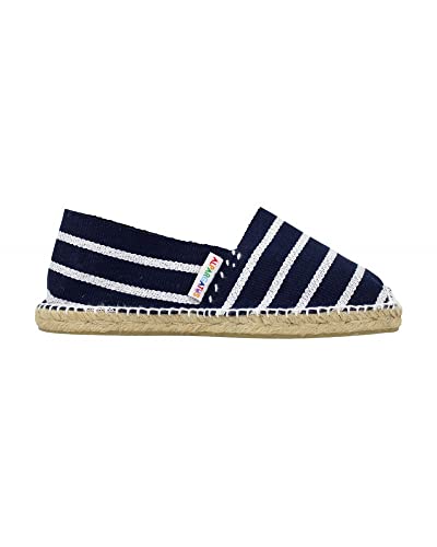 ALPARGATUS Unisex Espadrilles mit gestreiftem Design - handgefertigt in Spanien, weiße Streifen, 46 EU von Alpargatus