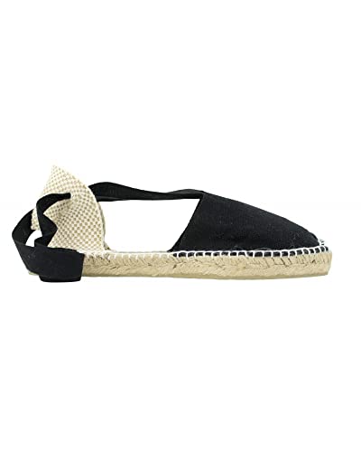 ALPARGATUS Valencianische Espadrilles, flach, aus Segeltuch und Jutesohle (Schuhe handgefertigt in Spanien), Schwarz , 39 EU von Alpargatus