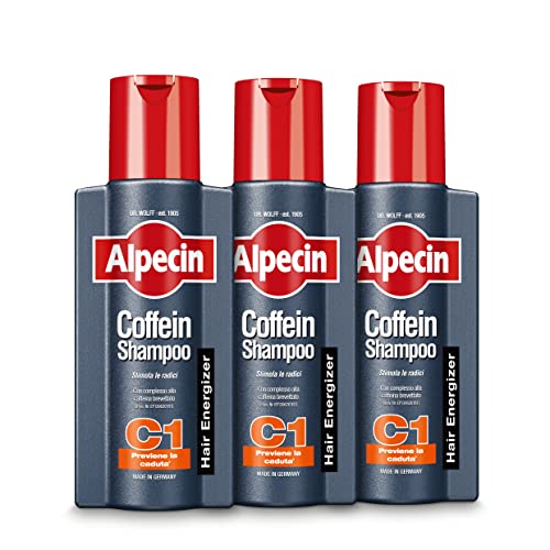 Alpecin Coffein C1 Shampoo 3x250ml | Anti-Haarausfall Shampoo | Anti-Haarausfall Shampoo für Männer | Alpecin Coffein Shampoo gegen erblichen Haarausfall | Stärkung von Alpecin