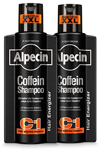 Alpecin Coffein-Shampoo C1 Black Edition - 2 x 375 ml - mit neuem Duft | Natürliches Haarwachstum für Männer | Energie für kräftiges Haar | Haarpflege für Männer - Made in Germany von Alpecin