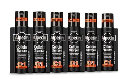 Alpecin Coffein-Shampoo C1 Black Edition - 6 x 250 ml - mit neuem Duft | Natürliches Haarwachstum für Männer | Energie für kräftiges Haar | Haarpflege für Männer - Made in Germany von Alpecin