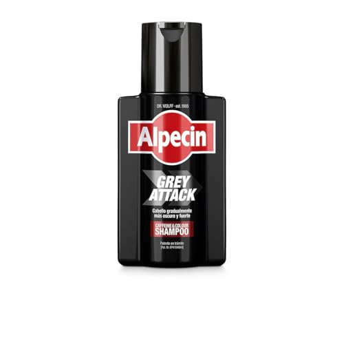 Alpecin Grey Attack Caffeine Colour Shampoo für Herren, 1 x 200 ml, schrittweise dunkleres und kräftigeres Haar, kontrollierter und natürlich aussehender Farbeffekt mit weniger grauem Haar von Alpecin