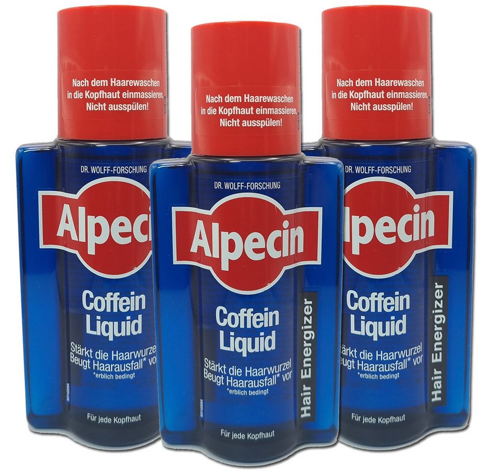 Alpecin Haarpflege-Set Haarwasser Coffein Liquid, 3 x 200ml, 3-tlg., Vermeidung von Haarverlust Unterstützung des Haarwachstums von Alpecin