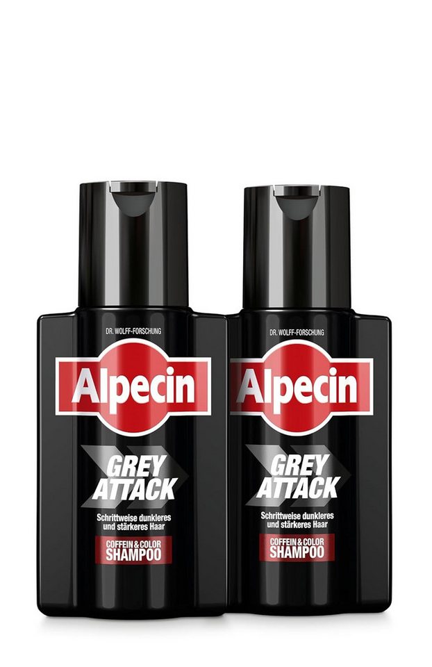 Alpecin Haarshampoo Grey Attack Coffein & Color Shampoo, 2-tlg., Graduelle Haarverdunkelung von Alpecin