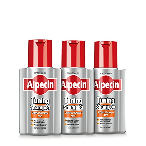 Alpecin Tuning Caffeine Shampoo 3 x 200 ml | Behandlung zur Erhaltung der dunklen Haarfarbe und fördert das natürliche Haarwachstum, für Männer von Alpecin