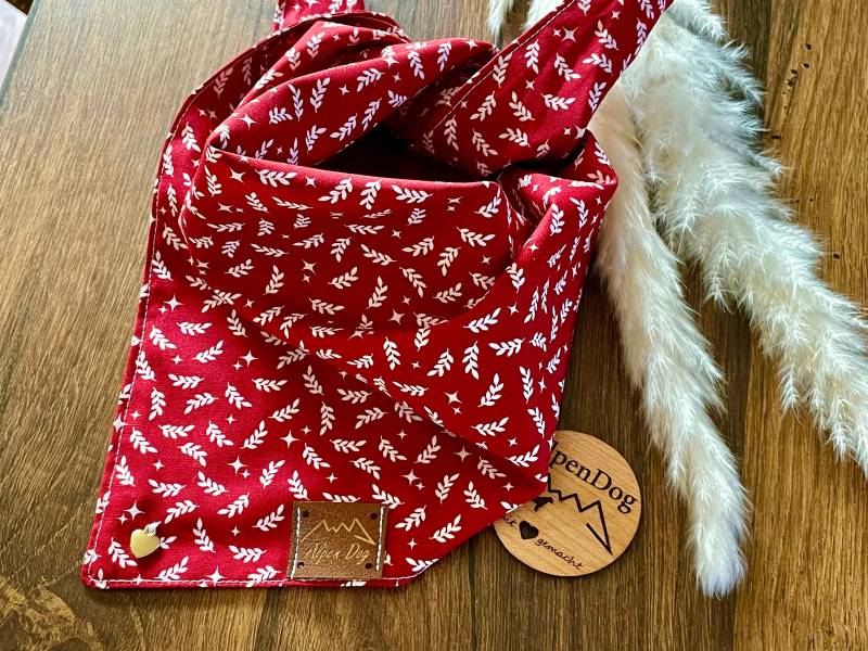 Hundehalstuch in Rot Mit Weißen Zweigen Limited Edition von AlpenDog