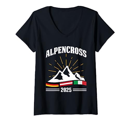 Damen Alpenüberquerung Für Alpenüberquerer Wanderin Wanderer T-Shirt mit V-Ausschnitt von Alpenbezwinger 2025 Alpencrosser Wandern Alpen