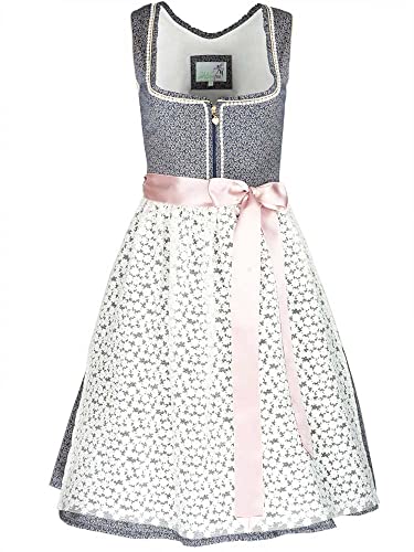 Alpenfee Dirndl Dara 2 60er Länge dunkelblau | Knielang mit Blümchen-Schürze | Damen (as3, Numeric, Numeric_34, Regular, Regular) von Alpenfee