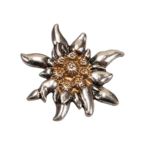 Alpenflüstern Ansteck-Brosche Edelweiß groß - Trachten-Anstecker, Trachtenschmuck für Damen und Herren (bicolor-farben) API128 von Alpenflüstern