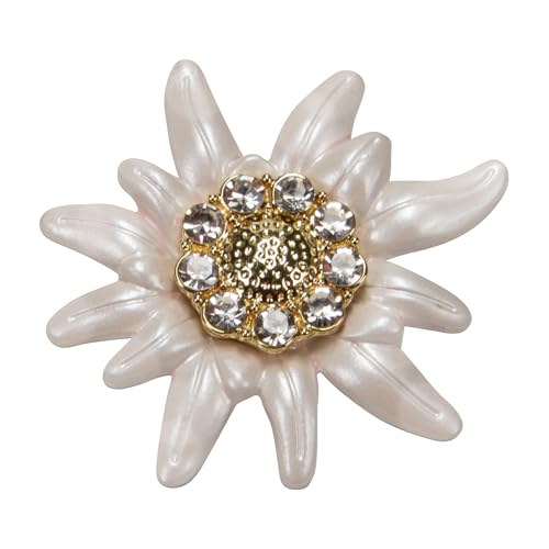 Alpenflüstern Ansteck-Pin Strass-Edelweiß Greta groß (creme-weiß) API123 von Alpenflüstern