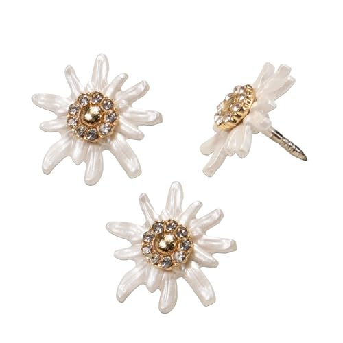 Alpenflüstern Ansteck-Pins Strass-Edelweiß Greta mini 3er-Set (Creme-weiß) API122 von Alpenflüstern