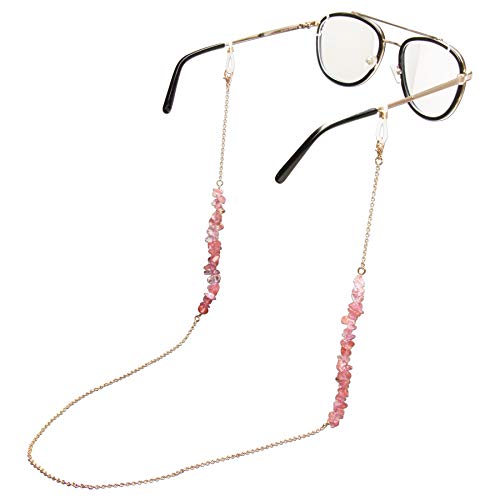 Alpenflüstern Brillenkette Steine - Sonnenbrillenkette, Maskenkette, Kette für Sonnenbrille (rosa-rosé) DHK288 von Alpenflüstern