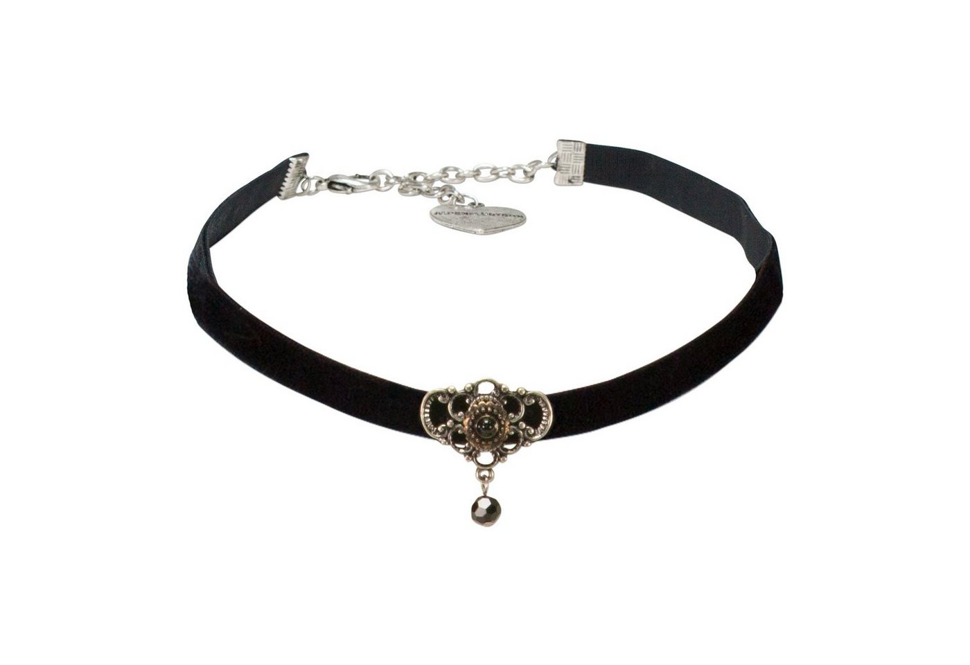 Alpenflüstern Choker Trachten-Samt-Kropfband Hedy (schwarz), - nostalgische Trachtenkette enganliegend, Kropfkette elastisch, Damen-Trachtenschmuck, Samtkropfband schmal von Alpenflüstern