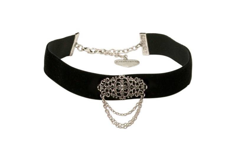 Alpenflüstern Choker Trachten-Samt-Kropfband Thea (schwarz), - nostalgische Trachtenkette enganliegend, Kropfkette elastisch, elega von Alpenflüstern