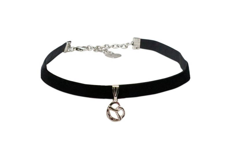 Alpenflüstern Choker Trachten-Samtkropfband Strassbreze (schwarz), - Trachtenkette enganliegend, Kropfkette elastisch, Brezel Damen-Trach von Alpenflüstern