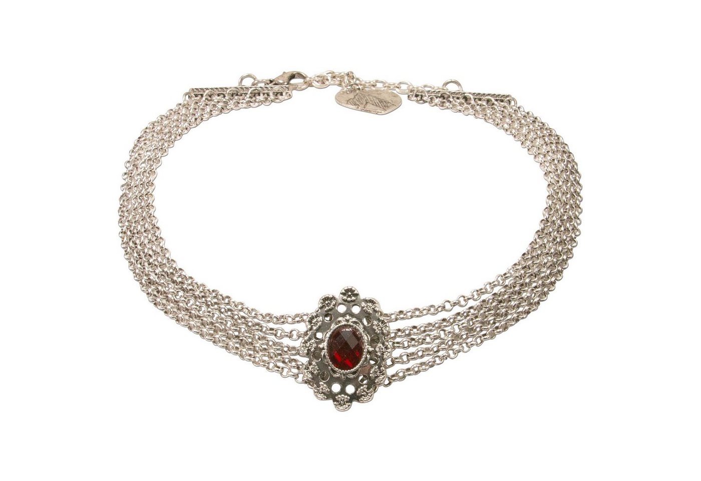 Alpenflüstern Collier Trachten-Metall-Kropfkette Luzia (rot), - elegante Trachtenkette - nostalgischer Damen-Trachtenschmuck, Dirndlkette mit Mittelteil von Alpenflüstern