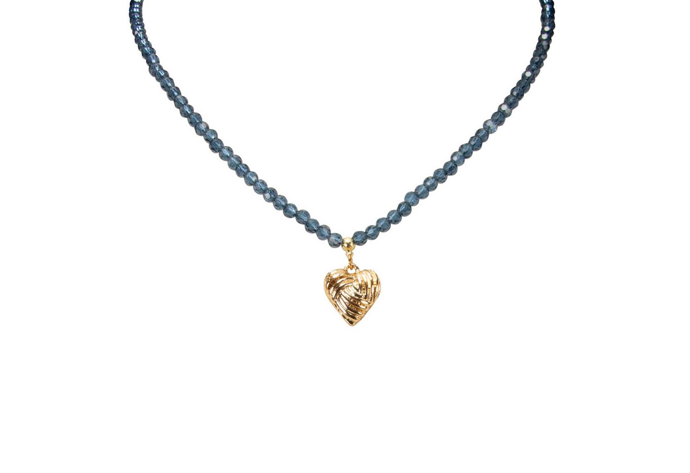 Alpenflüstern Collier Trachten-Perlen-Halskette Knotenherz (blau), - elegante Trachtenkette - nostalgischer Damen-Trachtenschmuck, filig von Alpenflüstern