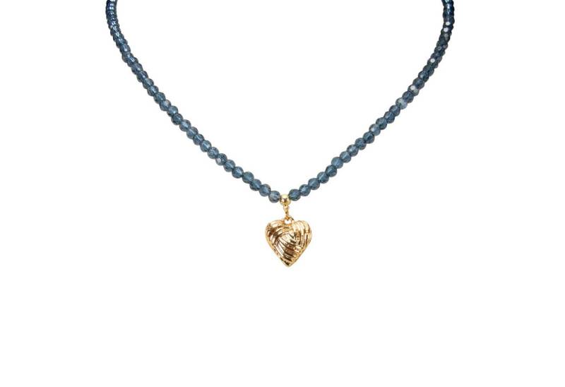 Alpenflüstern Collier Trachten-Perlen-Halskette Knotenherz (blau), - elegante Trachtenkette - nostalgischer Damen-Trachtenschmuck, filig von Alpenflüstern