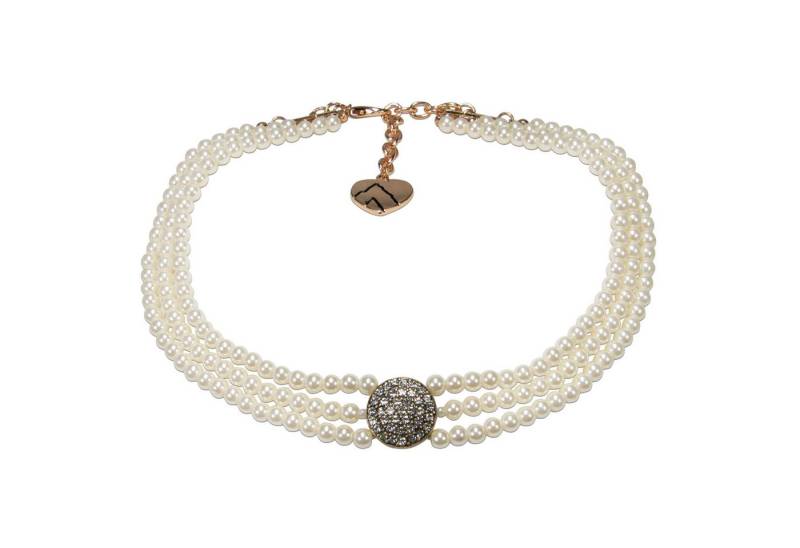 Alpenflüstern Collier Trachten-Perlen-Kropfkette Strass-Rondo (klar), - nostalgische Trachtenkette, eleganter Damen-Trachtenschmuck, Dirndlk von Alpenflüstern