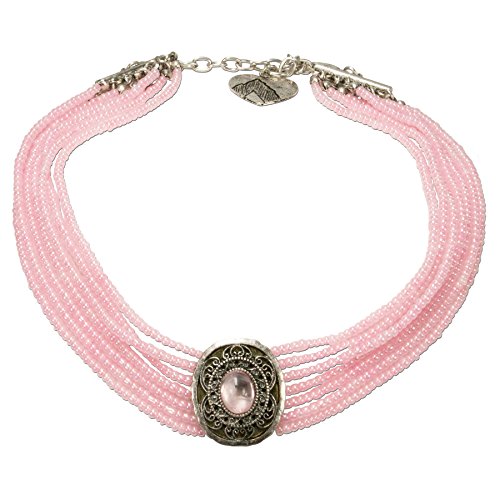 Alpenflüstern Trachten-Perlen-Kropfkette Josepha - elegante Trachtenkette - nostalgischer Damen-Trachtenschmuck, filigrane Dirndlkette rosé-rosa DHK185 von Alpenflüstern