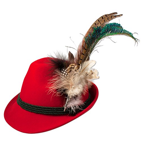 Alpenflüstern Filzhut Trachtenhut Pfauenfeder rot ADV027 von Alpenflüstern