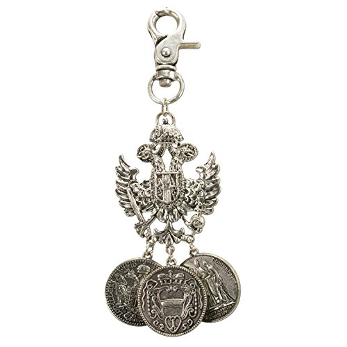Alpenflüstern Trachten-Charivari Anhänger Adler-Münze - Hochwertiger Herren-Trachtenschmuck mit Münz-Anhängern für die Lederhose, (antik-silber-farben) HCH019 von Alpenflüstern