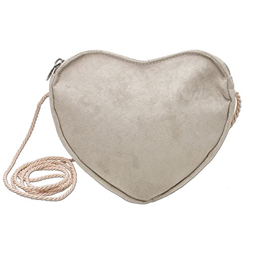 Alpenflüstern Herztasche - Damen Trachtentasche in Herzform, Schultertasche fürs Dirndl, Herz Handtasche zur Tracht, Dirndltasche (taupe-grau) DTA037 von Alpenflüstern