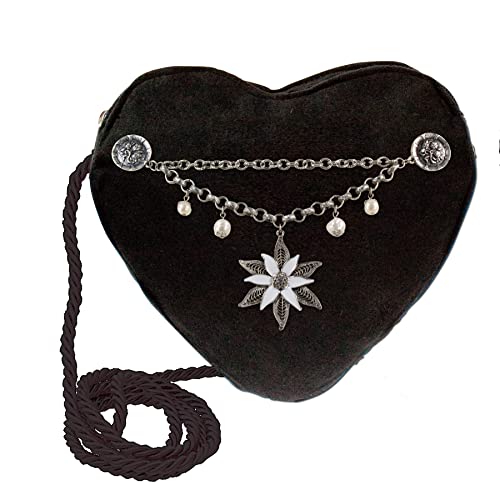 Alpenflüstern Herztasche Edelweiß-Charivari (schwarz) DTA028 von Alpenflüstern