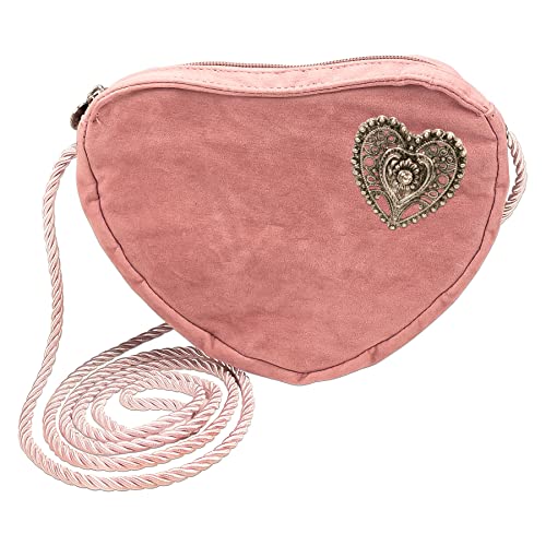 Alpenflüstern Herztasche Trachtenherz - Damen Trachtentasche in Herzform, Schultertasche fürs Dirndl, Herz Handtasche zur Tracht, Dirndltasche (rosa-rosé) DTA079 von Alpenflüstern