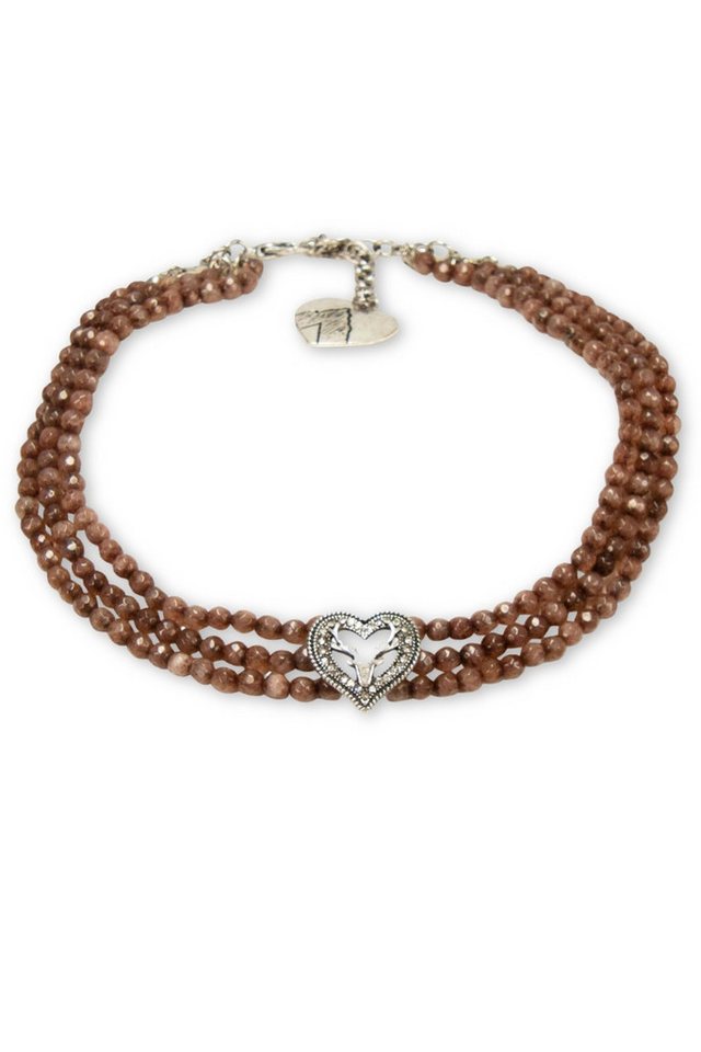 Alpenflüstern Kette mit Anhänger Kropfkette - STRASSHERZ-HIRSCH - braun, creme von Alpenflüstern