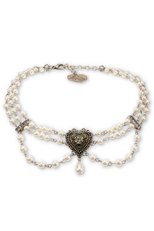 Alpenflüstern Kette mit Anhänger Kropfkette - TRACHTENHERZ - creme von Alpenflüstern