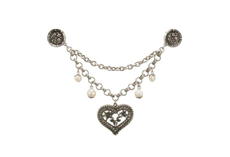 Alpenflüstern Kette mit Anhänger Pin-Charivari Strassherz- Hirsch (antik-silber-farben) von Alpenflüstern