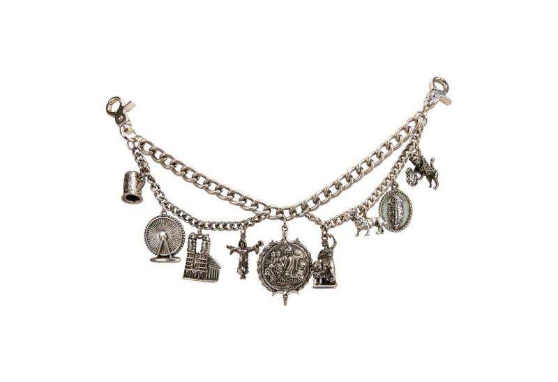 Alpenflüstern Kette mit Anhänger Trachten-Charivari München (antik-silber-farben), - Hochwertiger Herren-Trachtenschmuck mit Trophäen-Anhängern für die L von Alpenflüstern