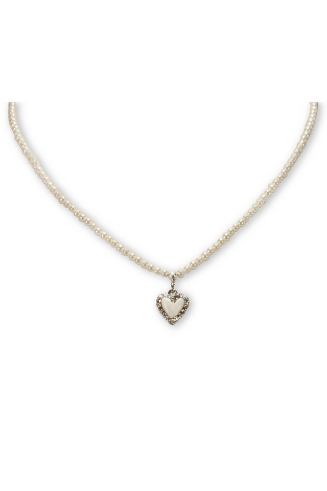 Alpenflüstern Kette mit Anhänger Trachtenkette - STRASSHERZ - cremeweiß von Alpenflüstern