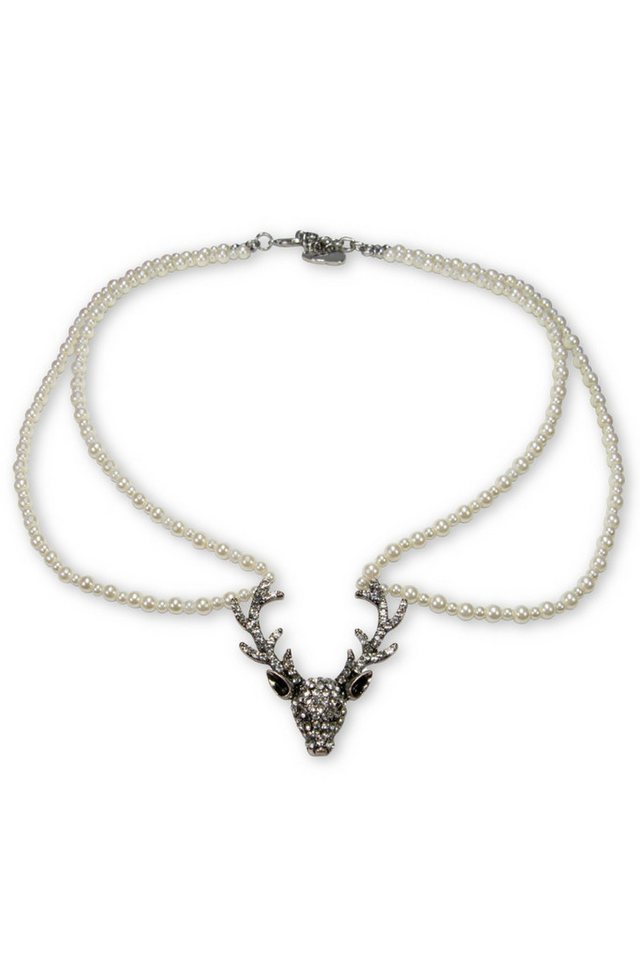 Alpenflüstern Kette mit Anhänger Trachtenkette - STRASSHIRSCH - creme von Alpenflüstern