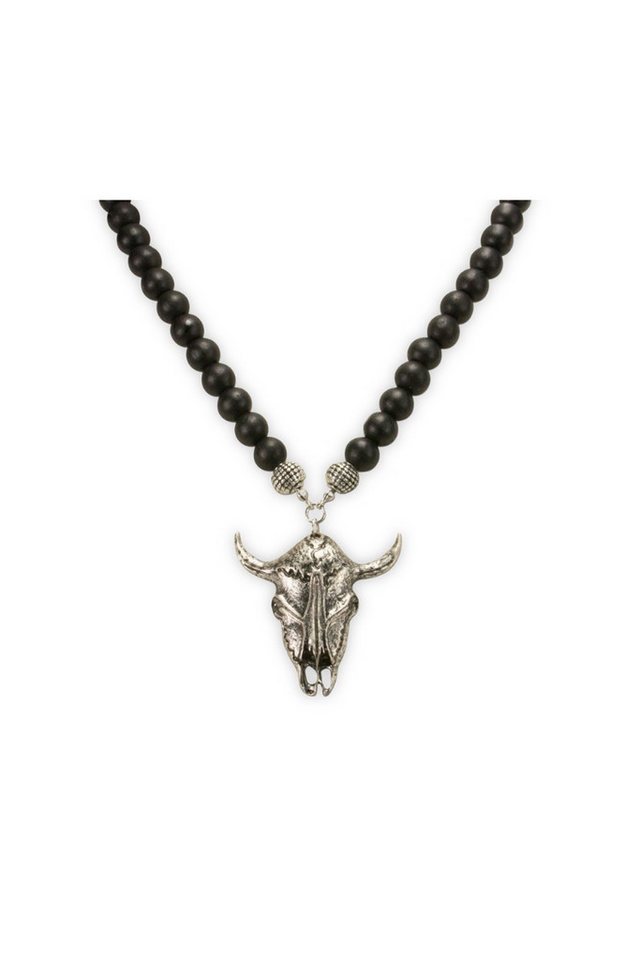 Alpenflüstern Ketten und Armband Set Herren Halskette - STIERKOPF - schwarz von Alpenflüstern