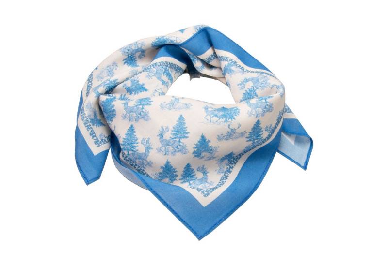 Alpenflüstern Nickituch Trachten-Nickituch Hirsch im Wald Toile de Jouy (hell-blau) von Alpenflüstern