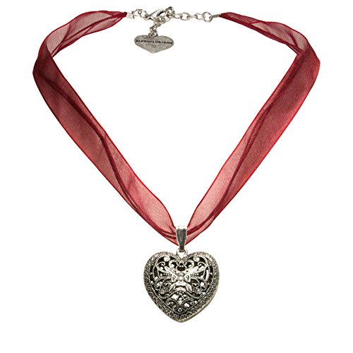 Alpenflüstern Organza-Trachtenkette Trachtenherz - Damen-Trachtenschmuck Dirndlkette dunkel-rot DHK194 Alpenflüstern Organza-Trachtenkette Trachtenherz - Damen-Trachtenschmuck Dirndlkette dunkel-rot DHK194 von Alpenflüstern