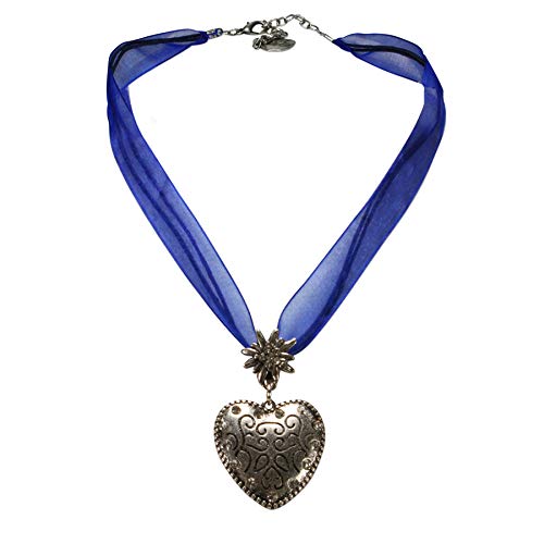 Alpenflüstern Organzaband-Trachtenkette Herz - Damen-Trachtenschmuck Dirndlkette blau DHK245 Alpenflüstern Organzaband-Trachtenkette Herz - Damen-Trachtenschmuck Dirndlkette blau DHK245 von Alpenflüstern