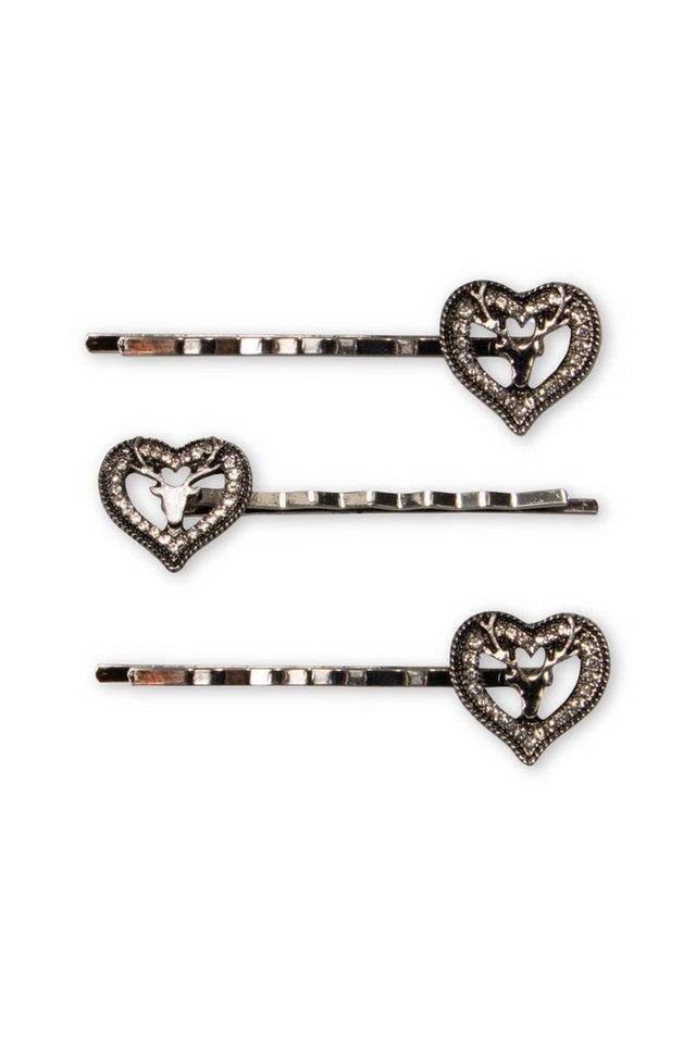 Alpenflüstern Schmuckset Haarklammern - STRASSHERZ-HIRSCH - silber antik von Alpenflüstern