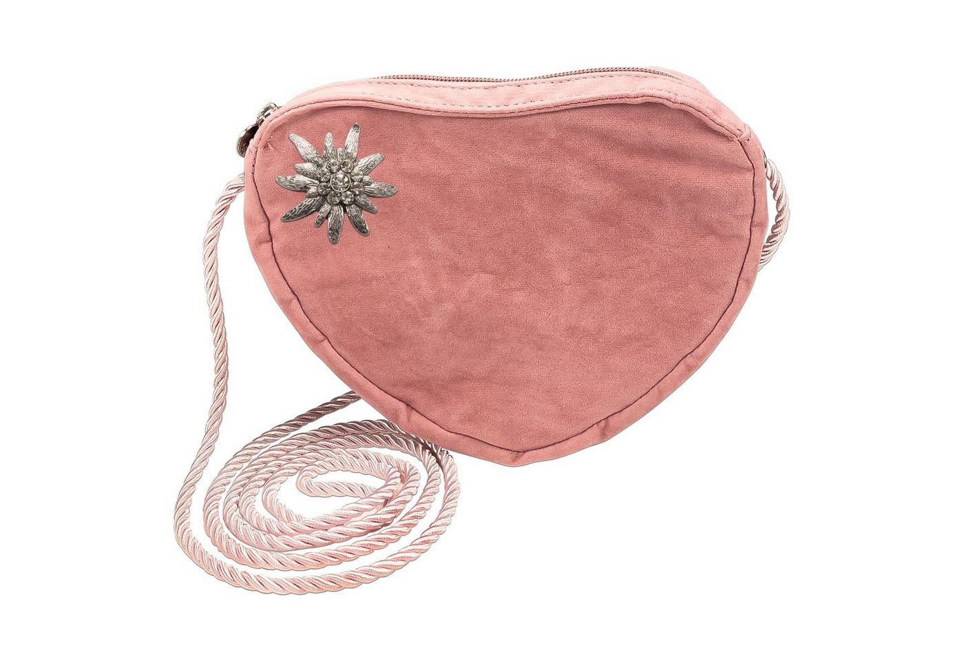 Alpenflüstern Schultertasche Herztasche Strass-Edelweiß (rosa-ros), - Damen Trachtentasche in Herzform, Schultertasche fürs Dirndl, Herz Handtasche zur Tracht, Dirndltasche von Alpenflüstern