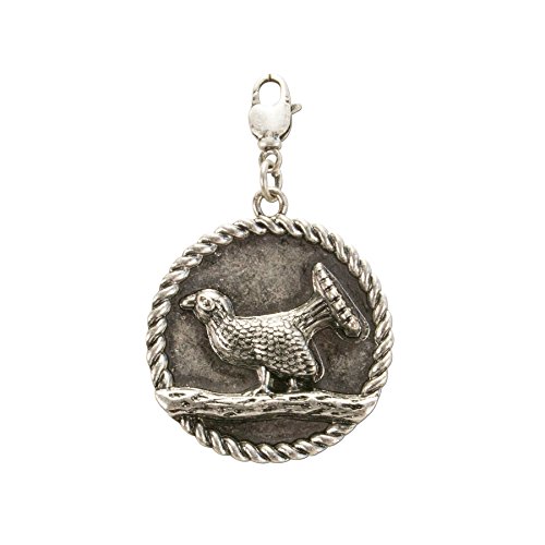 Alpenflüstern Trachten-Anhänger Auerhahn im Ring für Charivari oder Trachtenkette (antik-silber-farben) AAH107 von Alpenflüstern