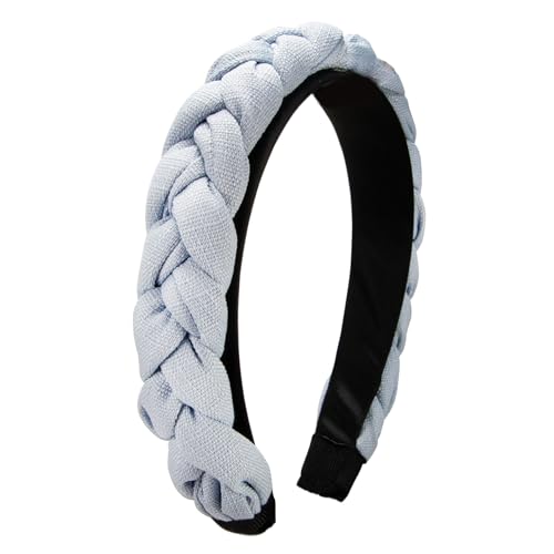 Alpenflüstern Trachten-Flecht-Haarreif Leinen-Optik - Damen Haarschmuck rutschfest, Haarband geflochten fürs Dirndl (hell-blau) ADV141 von Alpenflüstern