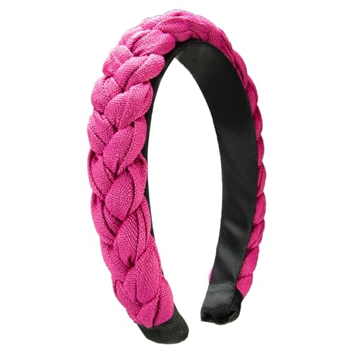 Alpenflüstern Trachten-Flecht-Haarreif Leinen-Optik - Damen Haarschmuck rutschfest, Haarband geflochten fürs Dirndl (in traditionellen Farben) ADV141 ((pink-fuchsia)) von Alpenflüstern