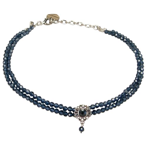 Alpenflüstern Trachten Glamour-Kropfkette Helena - Perlen Halskette, Trachtenkette, eleganter Damen-Trachtenschmuck, Dirndlkette (blau) DHK333 von Alpenflüstern