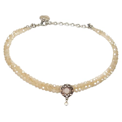 Alpenflüstern Trachten Glamour-Kropfkette Helena - Perlen Halskette, Trachtenkette, eleganter Damen-Trachtenschmuck, Dirndlkette (mondstein farben) DHK333 von Alpenflüstern