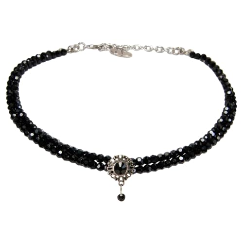 Alpenflüstern Trachten Glamour-Kropfkette Helena - Perlen Halskette, Trachtenkette, eleganter Damen-Trachtenschmuck, Dirndlkette (schwarz) DHK333 von Alpenflüstern