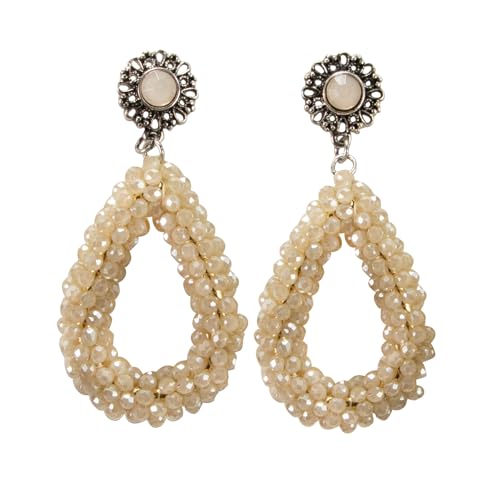 Alpenflüstern Trachten Glamour-Ohrhänger Perlen- Tropfen Helena mit Ohrstecker - Damen-Trachtenschmuck, Trachten-Ohrringe (mondstein-farben) DOR066 von Alpenflüstern