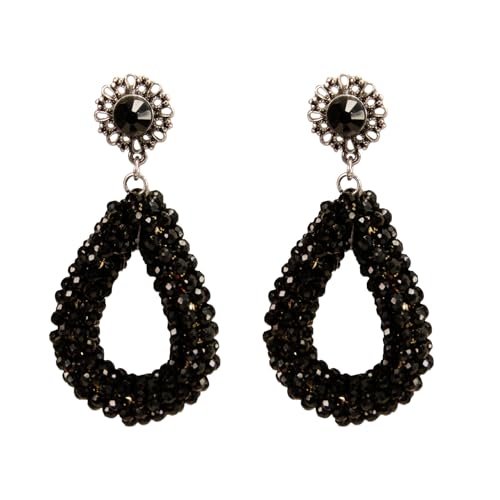 Alpenflüstern Trachten Glamour-Ohrhänger Perlen- Tropfen Helena mit Ohrstecker - Damen-Trachtenschmuck, Trachten-Ohrringe (schwarz) DOR066 von Alpenflüstern